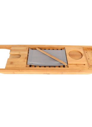 Extendable Bamboo Bathtub Caddy Tray – Luxury Bath Tray with Book & Wine Holder