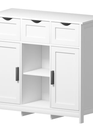 Multi-Storage Accent Cabinet – White Floor Cabinet with Drawers, Doors & Adjustable Shelves
