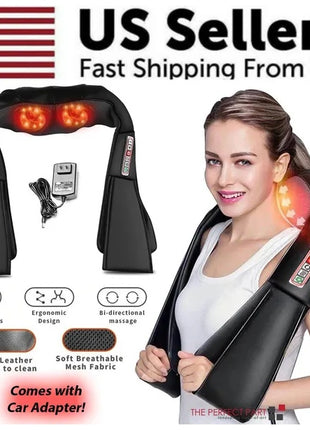 Likeshoppe Shiatsu Back Neck And Shoulder Massager With Heat Deep Tissue 3D Kneading Pillow
