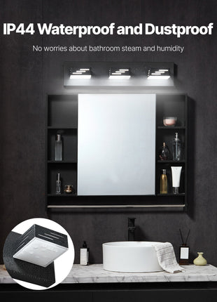 Likeshoppe 24W LED Vanity Light with 3 Rotatable Heads – Modern Waterproof Bathroom Light Fixture for Mirror & Makeup Lighting