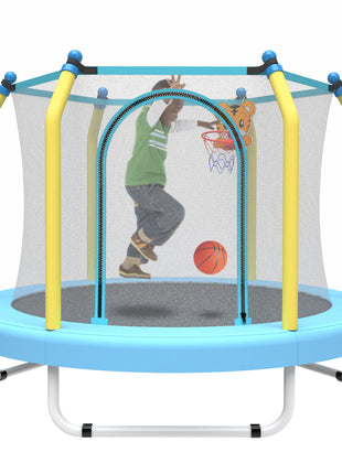 Likeshoppe 55-inch Trampoline For Kids Indoor & Outdoor Small Toddler Trampoline With Basketball Hoop