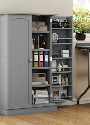 5-Tier Kitchen Pantry Cabinet with Spice Rack – Space-Saving Storage Cupboard with Adjustable Shelves (Gray)