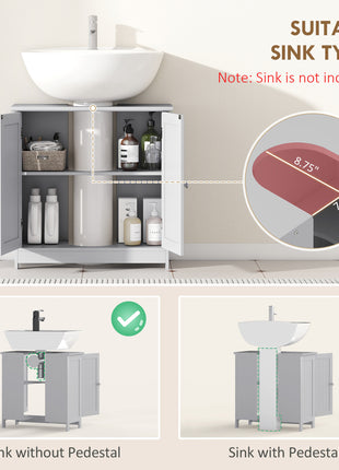 Likeshoppe Under Sink Bathroom Cabinet Storage – Space Saving Pedestal Sink Vanity with Adjustable Shelf for Small Bathrooms (Light Gray)