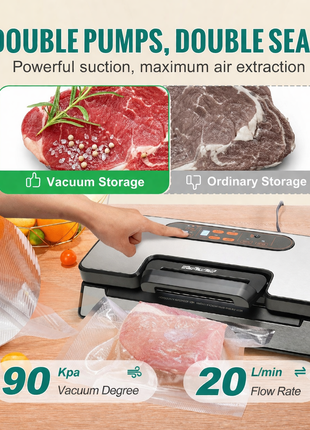Vacuum Sealer Machine 90KPa Dual Pump Food Vacuum Sealer with Built-in Cutter
