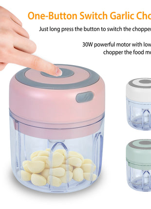 Mini Electric Garlic Chopper USB Rechargeable – Cordless Food Processor for Onion, Chili & Vegetables