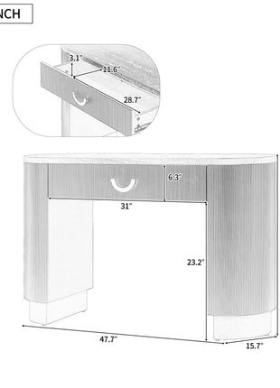 Likeshoppe Modern Console Table With Vertical Ribbed Design, Compact Storage With Functional Drawer