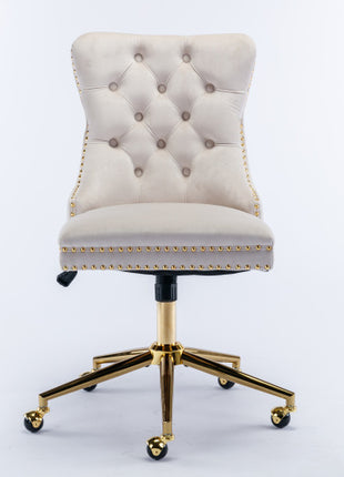 Likeshoppe Velvet Fabric Tufted Button Home Office Chair, Adjustable Office Chair Swivel Office Chair