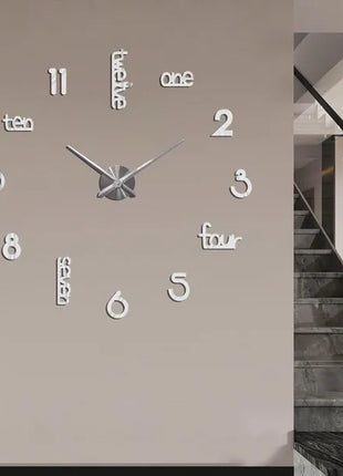 Large Modern Art Deco Wall Clock – Silent Black Acrylic Decorative Wall Clock for Living Room, Bedroom & Office