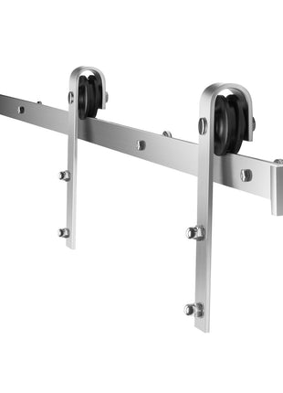 6.6 FT Sliding Barn Door Hardware Kit – Brushed Nickel Track System for Single Sliding Door