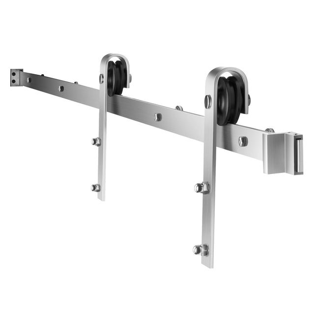 6.6 FT Sliding Barn Door Hardware Kit – Brushed Nickel Track System for Single Sliding Door