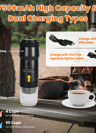 Portable Electric Espresso Machine – Self Heating Cordless Coffee Maker