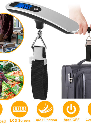 Portable Digital Luggage Scale – 110lb/50kg LCD Hanging Travel Weight Scale