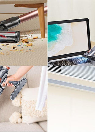 Powerful 45KPa cordless vacuum cleaner with LED display, 500W motor, 60-minute runtime, HEPA filtration, and large 1.8L dust cup—perfect for pet hair and everyday home cleaning.