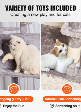 68.5" Cat Tree Tower with Condo & Hammock – Multi-Level Cat Activity Center with Scratching Posts