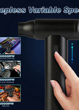 Electric Compressed Air Duster 250,000RPM – Cordless Air Blower Vacuum Cleaner with 18 Accessories