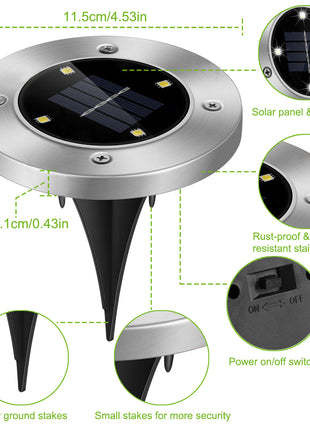 Likeshoppe Solar LED Ground Lights 4-Pack – Waterproof Outdoor Pathway Lighting for Garden, Yard & Walkway