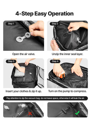 65L Vacuum Compression Travel Backpack with Pump & TSA Lock