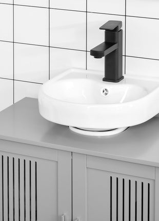 Likeshoppe Under Sink Bathroom Cabinet Gray – Pedestal Sink Storage Vanity with Adjustable Shelf & U-Shaped Cut-Out for Small Bathrooms