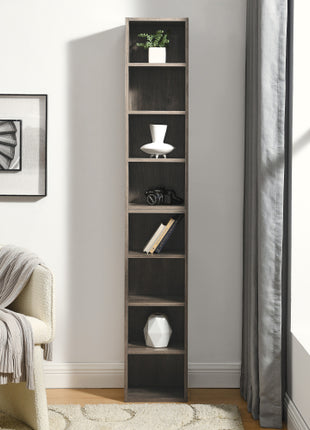 Likeshoppe 8 Tier Slim Media Tower Bookshelf – Narrow CD DVD Storage Shelf with Adjustable Shelves