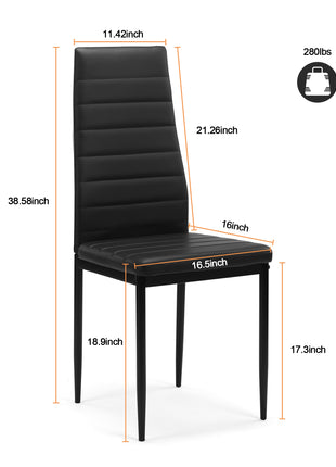 Likeshoppe 5 Pieces Dining Table Set Kitchen Tempered Glass Dining Table 4 Faux Leather Chairs