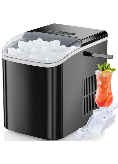 Likeshoppe Portable Countertop Ice Maker – 9 Minute Bullet Ice Machine with Self-Cleaning Function