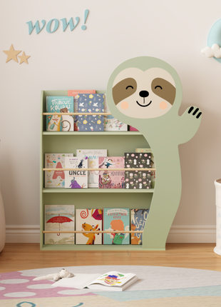 Likeshoppe Bookshelf with 3 Tier Display – Wooden Book Rack for Nursery, Playroom & Reading Corner