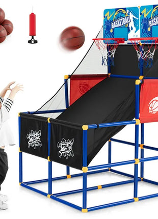 Likeshoppe Kids Basketball Arcade Game – Dual Shot Indoor Basketball Hoop with 2 Backboards