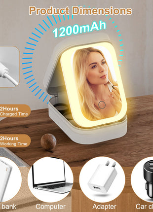 Portable Travel Makeup Bag with LED Mirror | Rechargeable Cosmetic Organizer with Dimmable Light | Likeshoppe