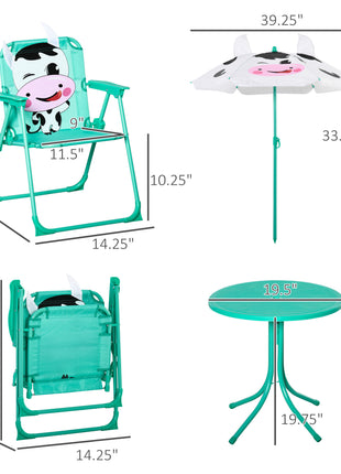 Kids Outdoor Table and Chair Set with Umbrella – 4-Piece Patio Furniture Set for Backyard Play Ages 3–6