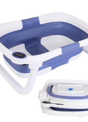 Foldable Baby Bathtub with Thermometer – Collapsible Infant Bath Tub for Newborns & Toddlers