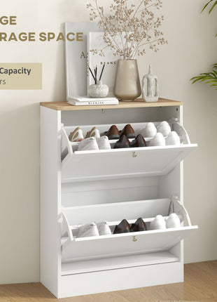 Likeshoppe Slim Shoe Storage Cabinet with Flip Drawers – Modern Entryway Shoe Organizer