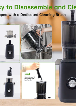 Cold Press Juicer with 4.25" Wide Feed Chute – 200W Slow Masticating Juicer for Whole Fruits