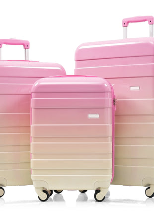 Pink 3 Piece ABS Hardshell Luggage Set with TSA Lock & Spinner Wheels