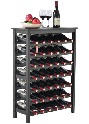 Likeshoppe 42 Bottle Bamboo Wine Rack – 7 Tier Freestanding Wooden Wine Storage Shelf with Top Display for Kitchen, Dining Room & Home Bar