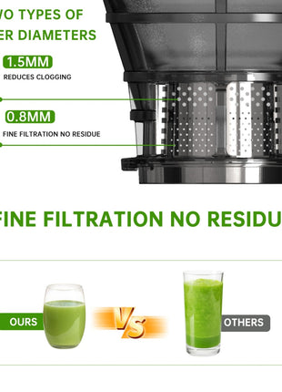 Cold Press Juicer with Wide Feed Chute – 200W Slow Masticating Juicer for Whole Fruits & Vegetables