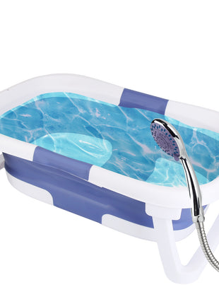Foldable Baby Bathtub with Thermometer – Collapsible Infant Bath Tub for Newborns & Toddlers