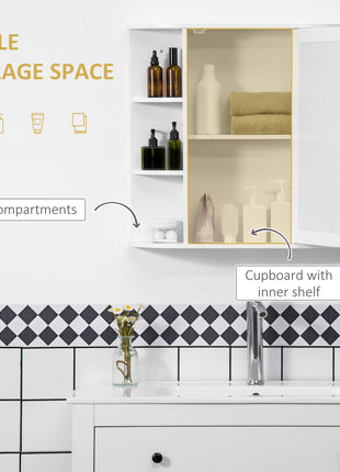 Likeshoppe Wall Mounted Bathroom Mirror Cabinet with Shelves – White Storage Organizer with Mirror for Small Bathrooms & Space Saving Design