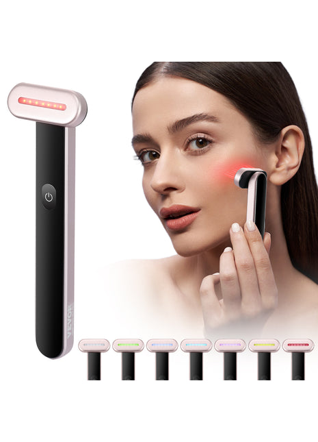 Red Light Therapy Wand For Face, 7Color LED Facial Wand Red Light Therapy Device With Heatig Therapy Microcurrent Vibrating Massage, Portable LED Beauty Wand For Face, Neck