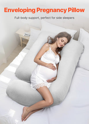 Likeshoppe G-Shaped Pregnancy Pillow for Full Body Support – Maternity Pillow with Jersey Cotton Cover for Sleeping, Nursing & Pain Relief