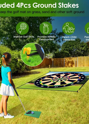 Golf Chipping Game Mat Set – Backyard Sticky Ball Golf Toss Game for Kids & Adults