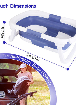 Foldable Baby Bathtub with Thermometer – Collapsible Infant Bath Tub for Newborns & Toddlers