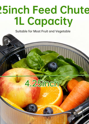 Cold Press Juicer with Wide Feed Chute – 200W Slow Masticating Juicer for Whole Fruits & Vegetables