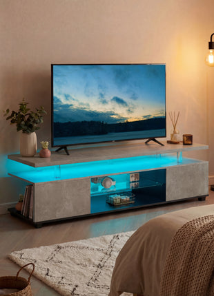 LED Gaming TV Stand for 70 Inch TV – Modern Entertainment Center with Storage Cabinet