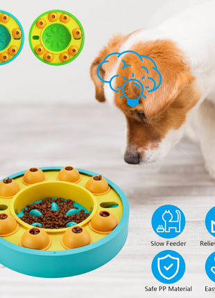 Interactive Dog Puzzle Feeder Slow Feeding Bowl – IQ Training Treat Dispensing Toy for Dogs & Cats