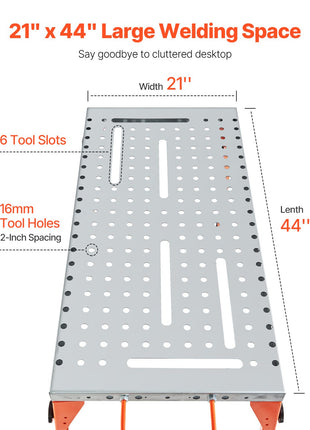 Likeshoppe Heavy Duty Foldable Welding Table – Adjustable Steel Workbench with Fixture Holes & Tool Slots (500 lb Capacity)
