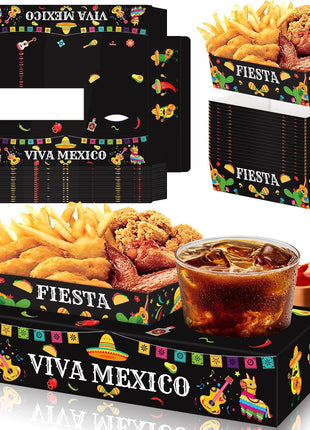 36PCS Fiesta Snack Tray Set – Mexican Party Popcorn Candy Boxes for Movie Night & Cinco De Mayo