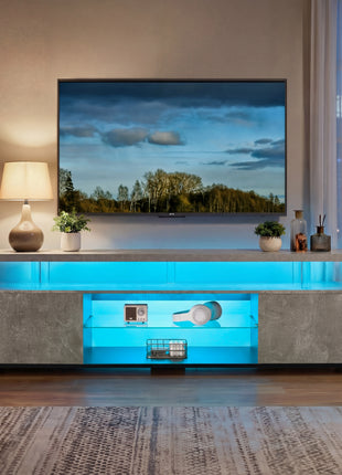 LED Gaming TV Stand for 70 Inch TV – Modern Entertainment Center with Storage Cabinet
