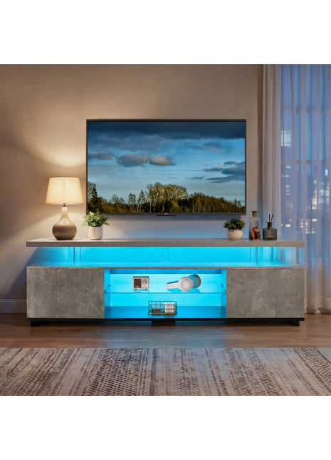 LED Gaming TV Stand for 70 Inch TV – Modern Entertainment Center with Storage Cabinet