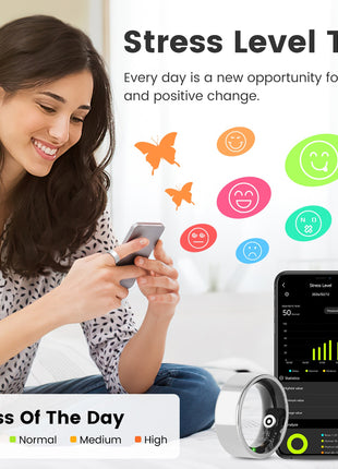 Smart Ring Health Tracker – Sleep, HRV, Stress & Fitness Tracking Ring for iOS & Android