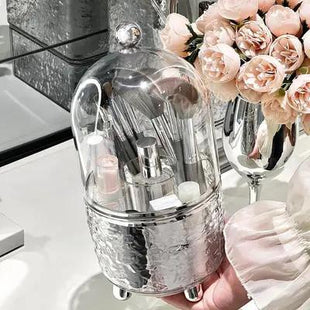Likeshoppe Rotating Makeup Brush Holder Organizer – Large Capacity Dustproof Cosmetic Storage for Vanity & Bathroom-lsb